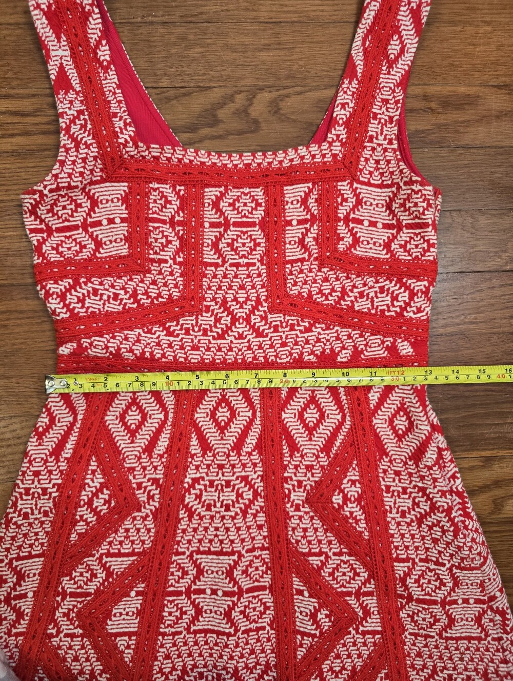 Maeve Emma Geometric Fit-Flare Embroidered Knit Dress Sz.0 Crochet Sleeveless - Picture 10 of 14